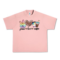 Salmon peace love coffee Urban Heavy Tee - MaliasSmallBusiness