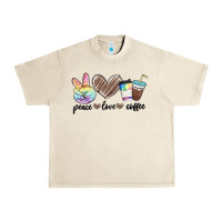 Sandshell peace love coffee Urban Heavy Tee - MaliasSmallBusiness