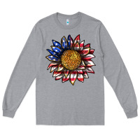 Heather Grey 4th of july sunflower Long Sleeve Tee - texasbilliewilder