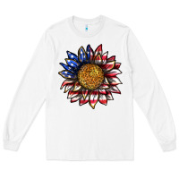 White 4th of july sunflower Long Sleeve Tee - texasbilliewilder