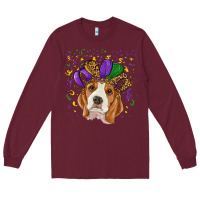 Burgundy mardi gras beagle Long Sleeve Tee - RanaPortraitStore