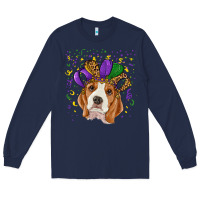 Navy mardi gras beagle Long Sleeve Tee - RanaPortraitStore