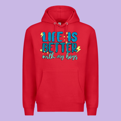 Life Is Better With My Boys Premium Hoodie Designed By Maliassmallbusiness