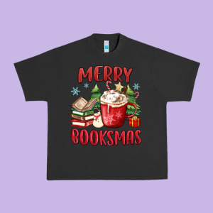 Merry Booksmas Urban Heavy Tee Designed By Maliassmallbusiness