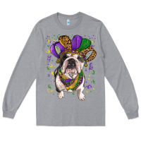 Heather Grey mardi gras hat  english bulldog Long Sleeve Tee - RanaPortraitStore