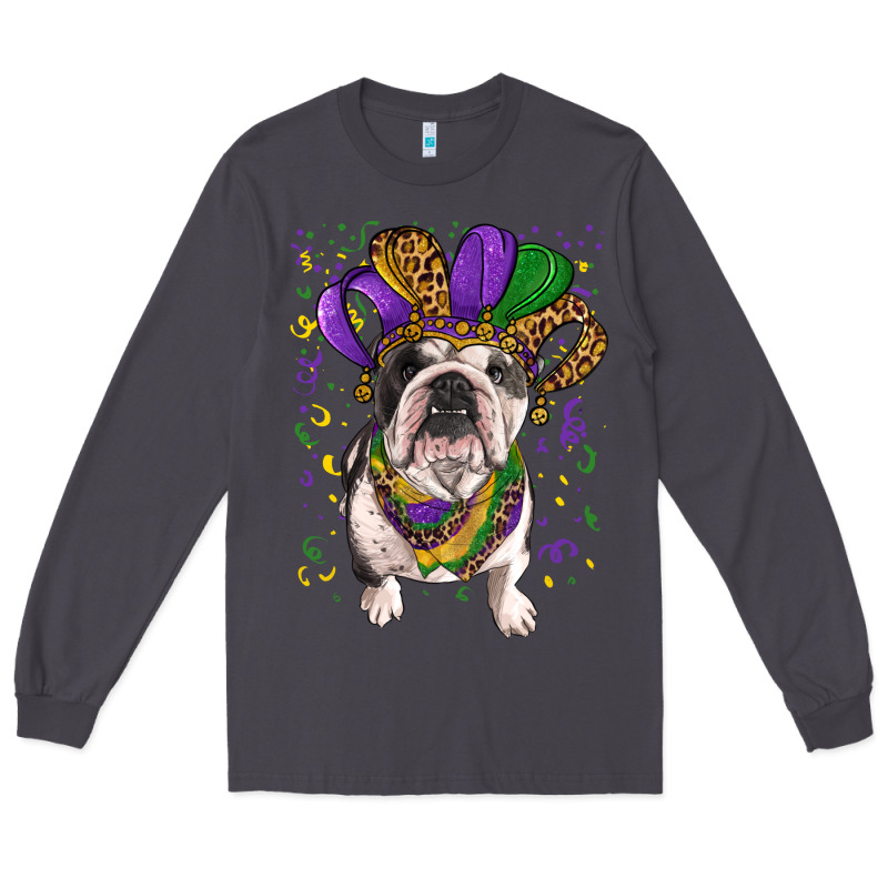 Mardi Gras Hat  English Bulldog Long Sleeve Tee by RanaPortraitStore | Teevron