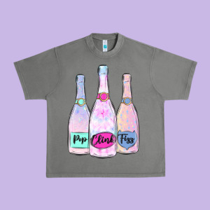Pop Clink Fizz Champagne Bubbly Urban Heavy Tee Designed By Maliassmallbusiness