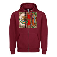 Burgundy Virgin Mary Mexican Flag Zipper Hoodie - CTS Tumbler Store