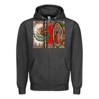 Charcoal Heather Virgin Mary Mexican Flag Zipper Hoodie - CTS Tumbler Store