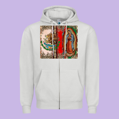 Virgin Mary Mexican Flag Zipper Hoodie Designed By Cts Tumbler Store