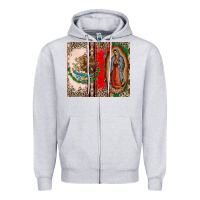 Heather Grey Virgin Mary Mexican Flag Zipper Hoodie - CTS Tumbler Store