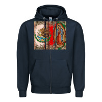Navy Virgin Mary Mexican Flag Zipper Hoodie - CTS Tumbler Store