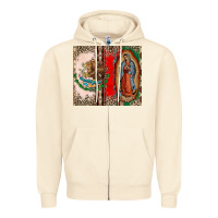 Sandshell Virgin Mary Mexican Flag Zipper Hoodie - CTS Tumbler Store