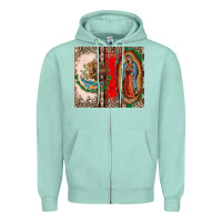 Seafoam Virgin Mary Mexican Flag Zipper Hoodie - CTS Tumbler Store