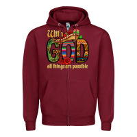 Burgundy with god all things are possible Zipper Hoodie - CTS Tumbler Store