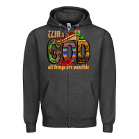 Charcoal Heather with god all things are possible Zipper Hoodie - CTS Tumbler Store