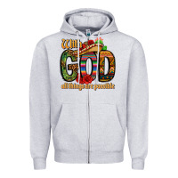 Heather Grey with god all things are possible Zipper Hoodie - CTS Tumbler Store