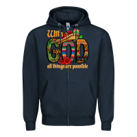 Navy with god all things are possible Zipper Hoodie - CTS Tumbler Store