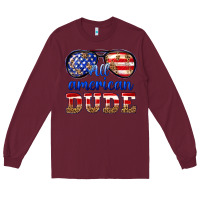 Burgundy all american dude Long Sleeve Tee - texasbilliewilder