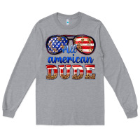 Heather Grey all american dude Long Sleeve Tee - texasbilliewilder