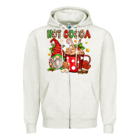 Oatmeal Heather hot cocoa gnome Zipper Hoodie - texasbilliewilder
