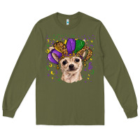 Army Green mardi gras hat chihuahua Long Sleeve Tee - RanaPortraitStore