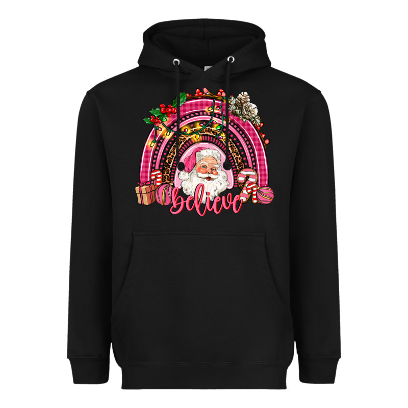 Pink Christmas Believe  Rainbow Heavyweight Hoodie by AdoDesignShop | Teevron