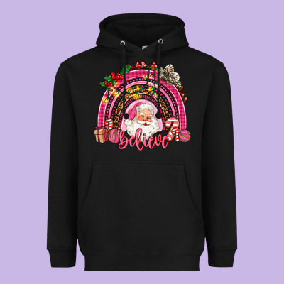 Pink Christmas Believe  Rainbow Heavyweight Hoodie Designed By Adodesignshop