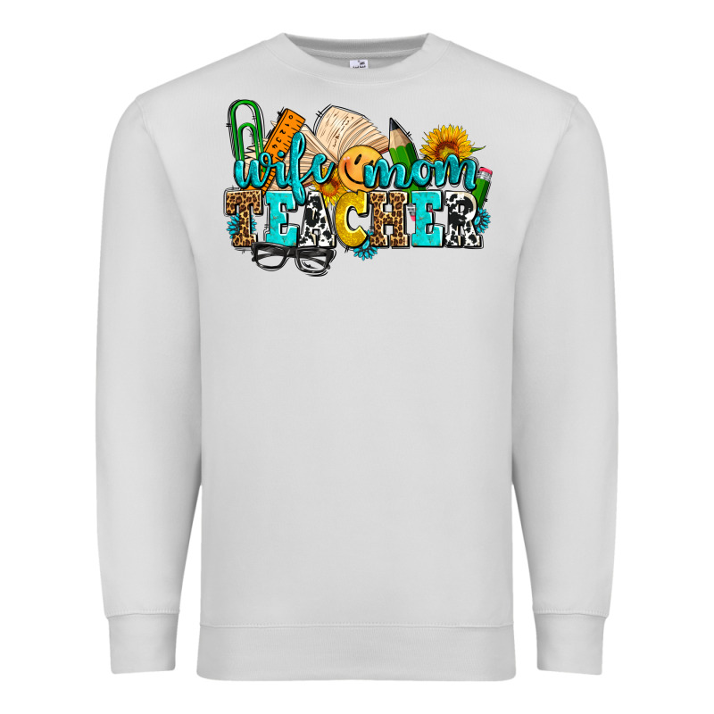 Wife Mom Teacher With Sunflowers Premium Sweatshirt by AdoDesignShop | Teevron