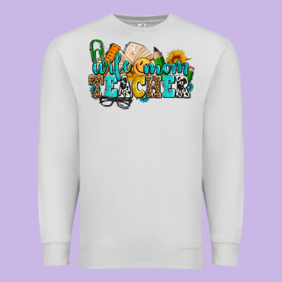 Wife Mom Teacher With Sunflowers Premium Sweatshirt Designed By Adodesignshop