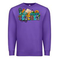Purple wife mom teacher with sunflowers Premium Sweatshirt - AdoDesignShop
