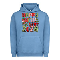 Pigment Pebble Blue happy new year 2024 Urban Hoodie - MaliasSmallBusiness