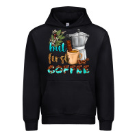 Black coffee cups but first coffee Urban Hoodie - NancyCooperArtShop