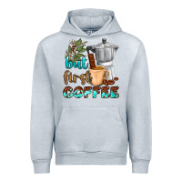 Heather Grey coffee cups but first coffee Urban Hoodie - NancyCooperArtShop