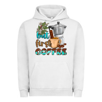 Pigment Lunar Rock coffee cups but first coffee Urban Hoodie - NancyCooperArtShop
