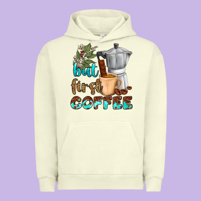 Coffee Cups But First Coffee Urban Hoodie Designed By Nancycooperartshop