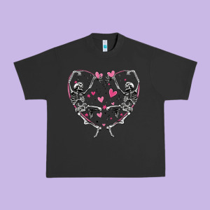 Valentines Day Skeleton Urban Heavy Tee Designed By Maliassmallbusiness