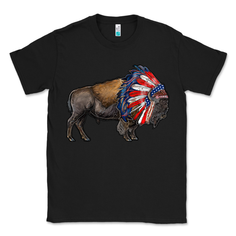 American Bison With Indian Headdress Classic Tee by RanaPortraitStore | Teevron