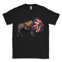 Black american bison with indian headdress Classic Tee - RanaPortraitStore