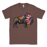 Chestnut american bison with indian headdress Classic Tee - RanaPortraitStore