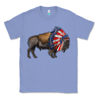 Colony Blue american bison with indian headdress Classic Tee - RanaPortraitStore