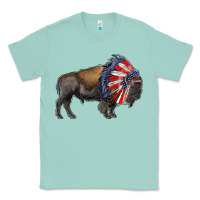 Seafoam american bison with indian headdress Classic Tee - RanaPortraitStore