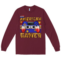Burgundy all american gamer Long Sleeve Tee - texasbilliewilder