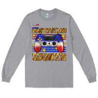 Heather Grey all american gamer Long Sleeve Tee - texasbilliewilder