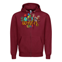 Burgundy social worker Zipper Hoodie - Zillion Design Studio