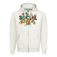 Oatmeal Heather social worker Zipper Hoodie - Zillion Design Studio