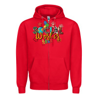Red social worker Zipper Hoodie - Zillion Design Studio