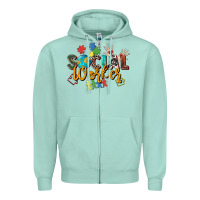 Seafoam social worker Zipper Hoodie - Zillion Design Studio