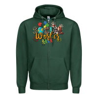Sports Green social worker Zipper Hoodie - Zillion Design Studio