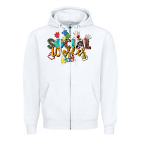 White social worker Zipper Hoodie - Zillion Design Studio
